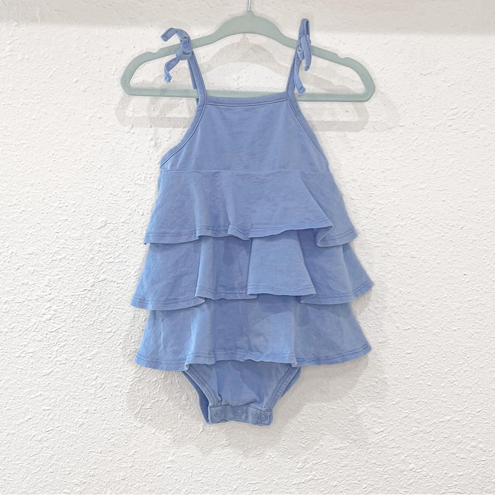 Seed Heritage Toddler Girl Tiered Romper Blue Onesie 12-18 months